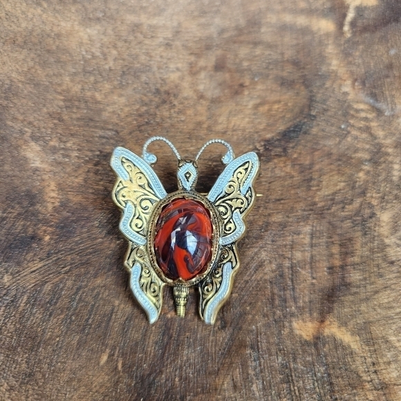 Vintage Damascene Butterfly Brooch - Picture 1 of 6